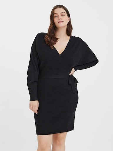 Vero Moda Curve Strickkleid VMHOLLYREM LS V-NECK DRESS GA NOOS CUR