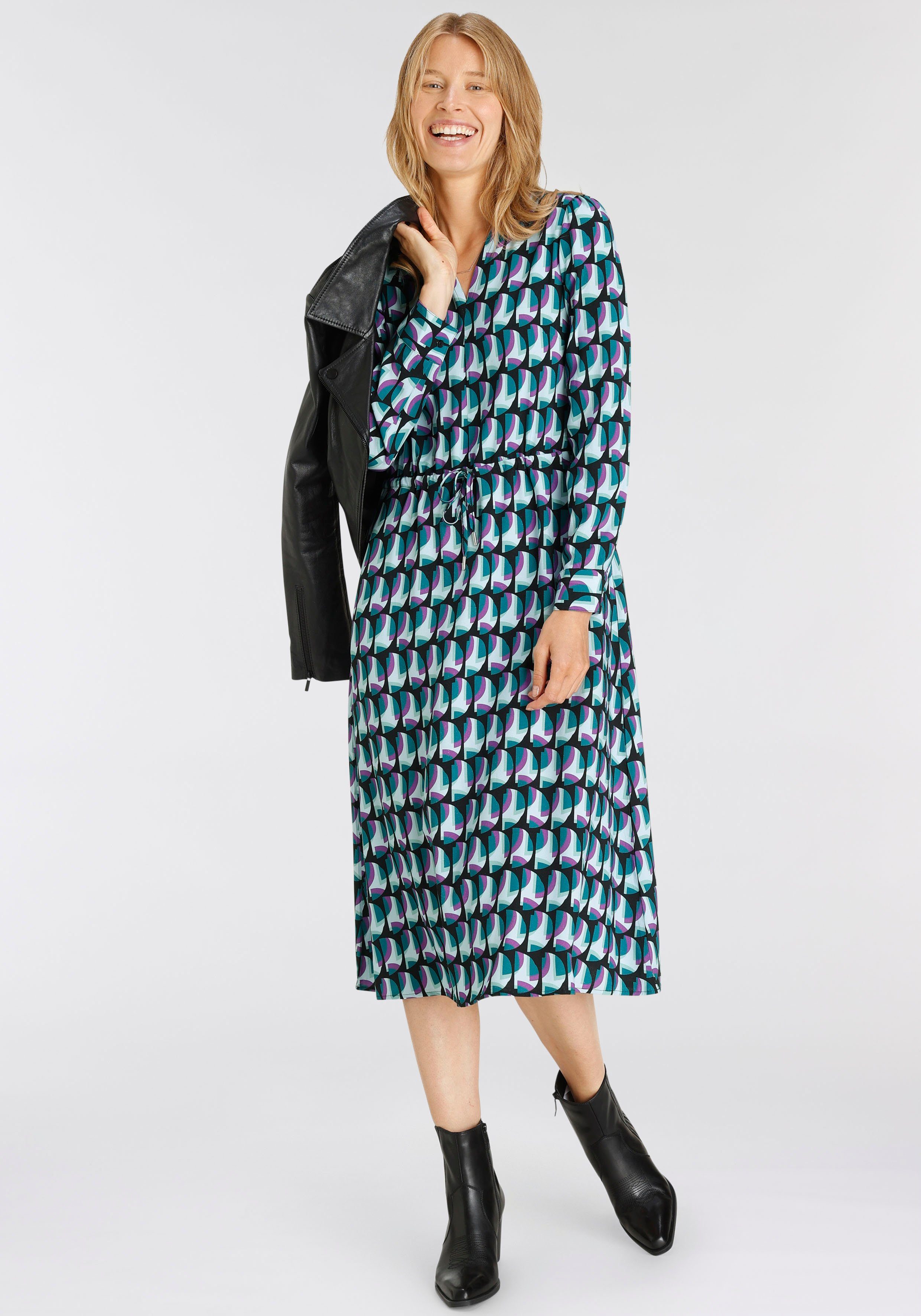 Allover-Print mit HECHTER PARIS Hemdblusenkleid elegantem