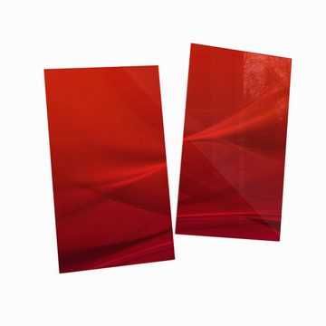 Wallario Herd-Abdeckplatte Abstrakte rotes Muster - roter Stoff, ESG-Sicherheitsglas, (Glasplatte, 2 tlg., inkl. 5mm Noppen), verschiedene Größen