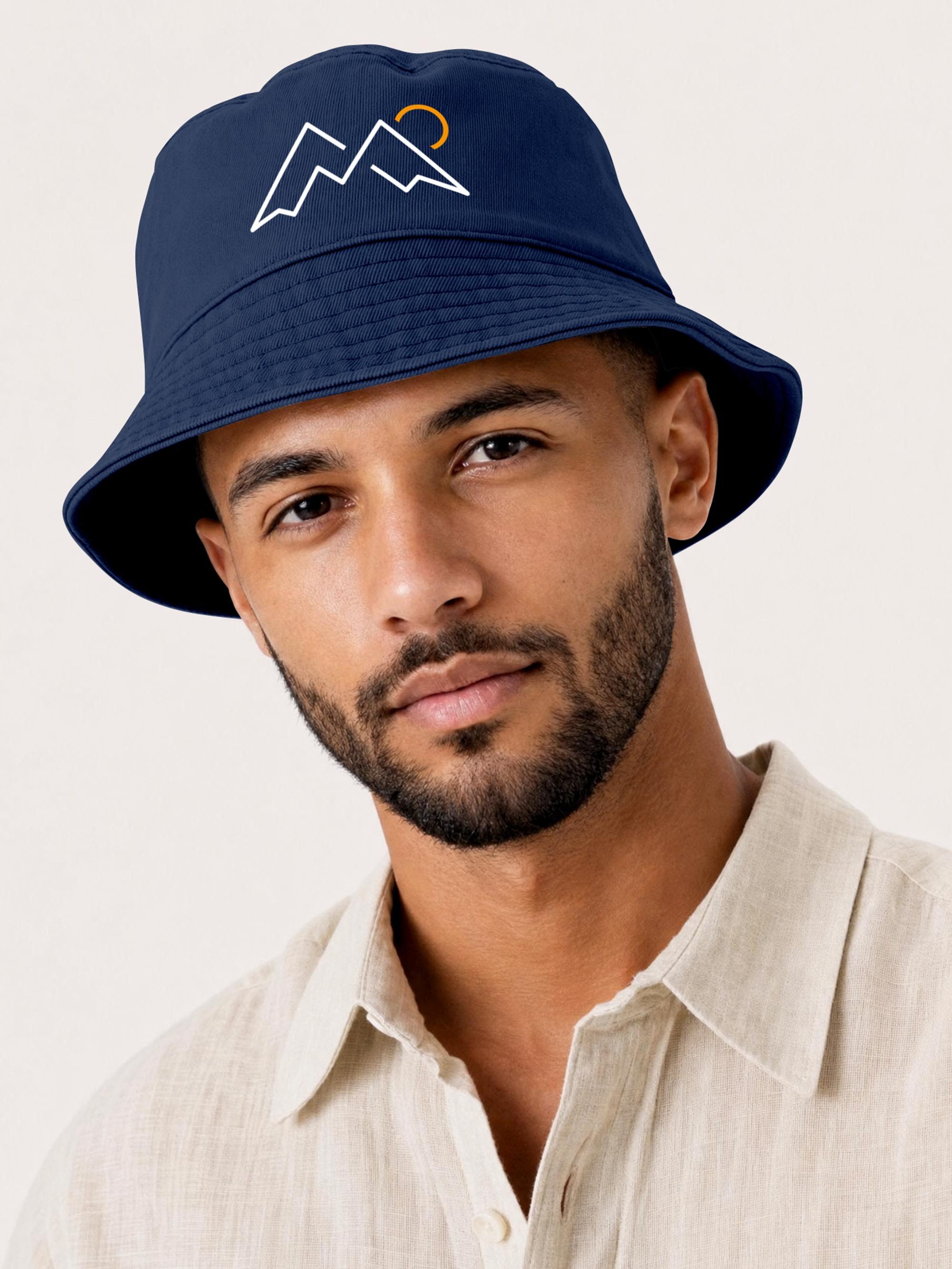 Neverless Fischerhut Anglerhut mit Print Mountain Lineart Bucket Hat Baumwolle Neverless®