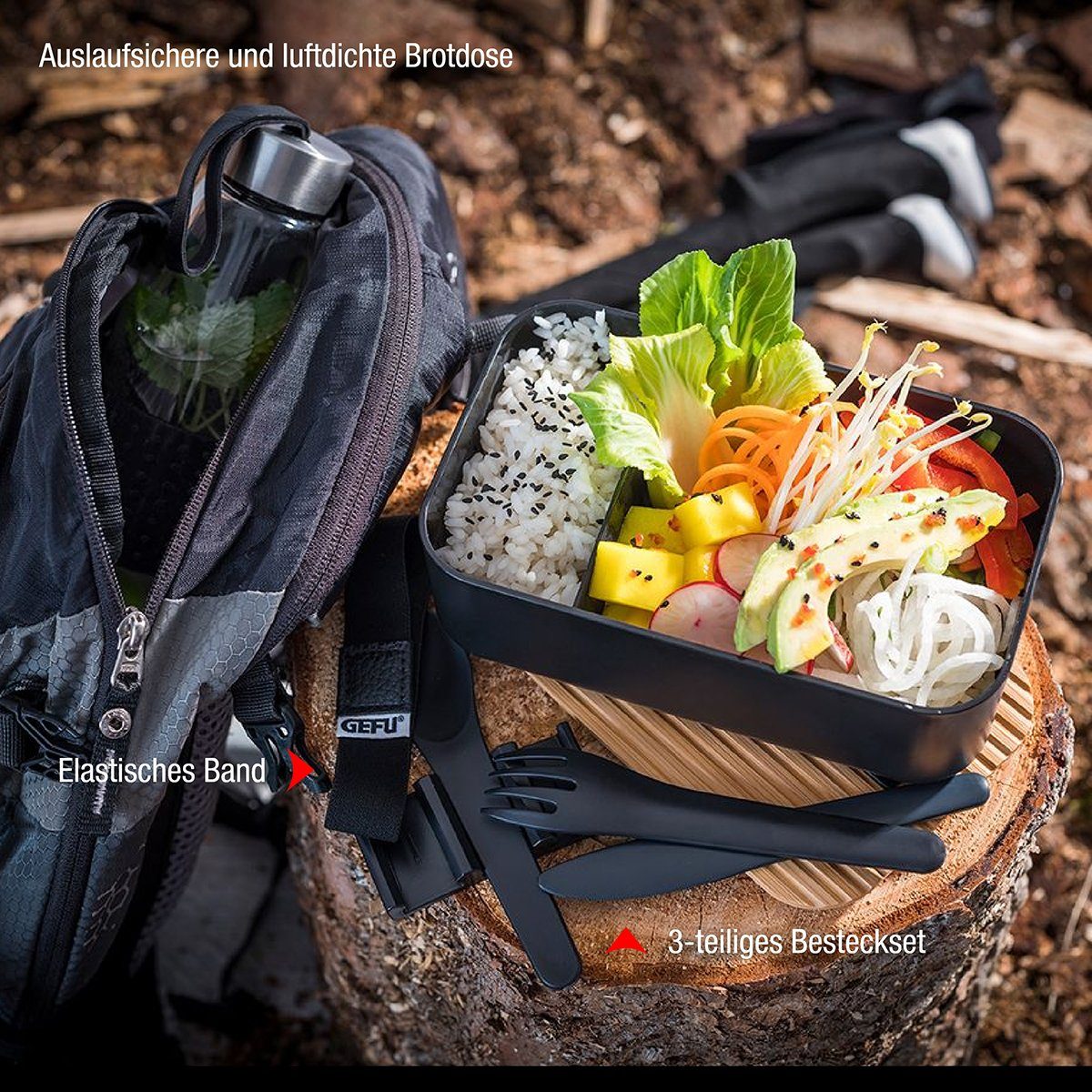 GEFU Lunchbox Lunchbox ENVIRO mit Fächer Kinder Brotdose Box Bro