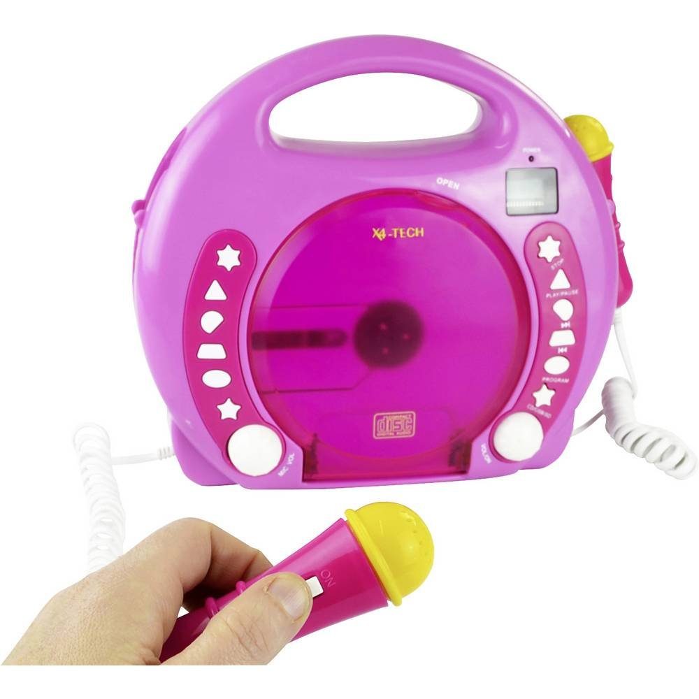 X4-TECH Kinder CD-Player 701354 CD-Player (Inkl. Mikrofon)