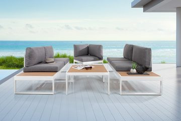 riess-ambiente Sitzgruppe PALM BEACH LOUNGE 247cm weiß / natur, Garten · Gartenmöbelset · inkl. Tisch und Kissen