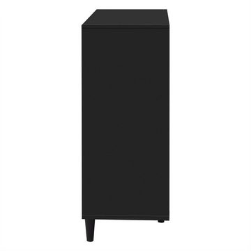 BlingBin Anrichte verspiegelte sideboard mit kühlen Kristallgriffen Breite 147CM Schwarz (Zwei Türen und vier Schubladen), 147 L x 40 B x 102 H(cm)