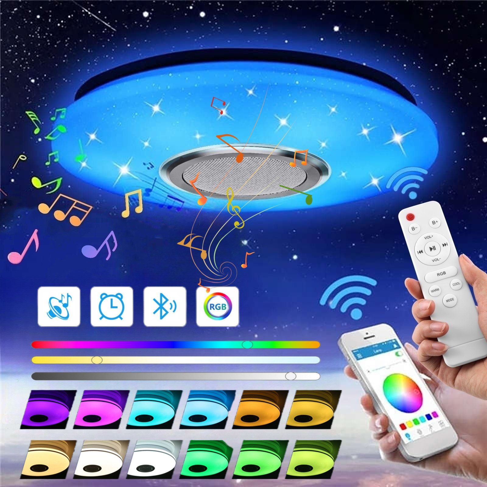 LETGOSPT Deckenleuchte LED Deckenlampe RGB Bluetooth günstig online kaufen