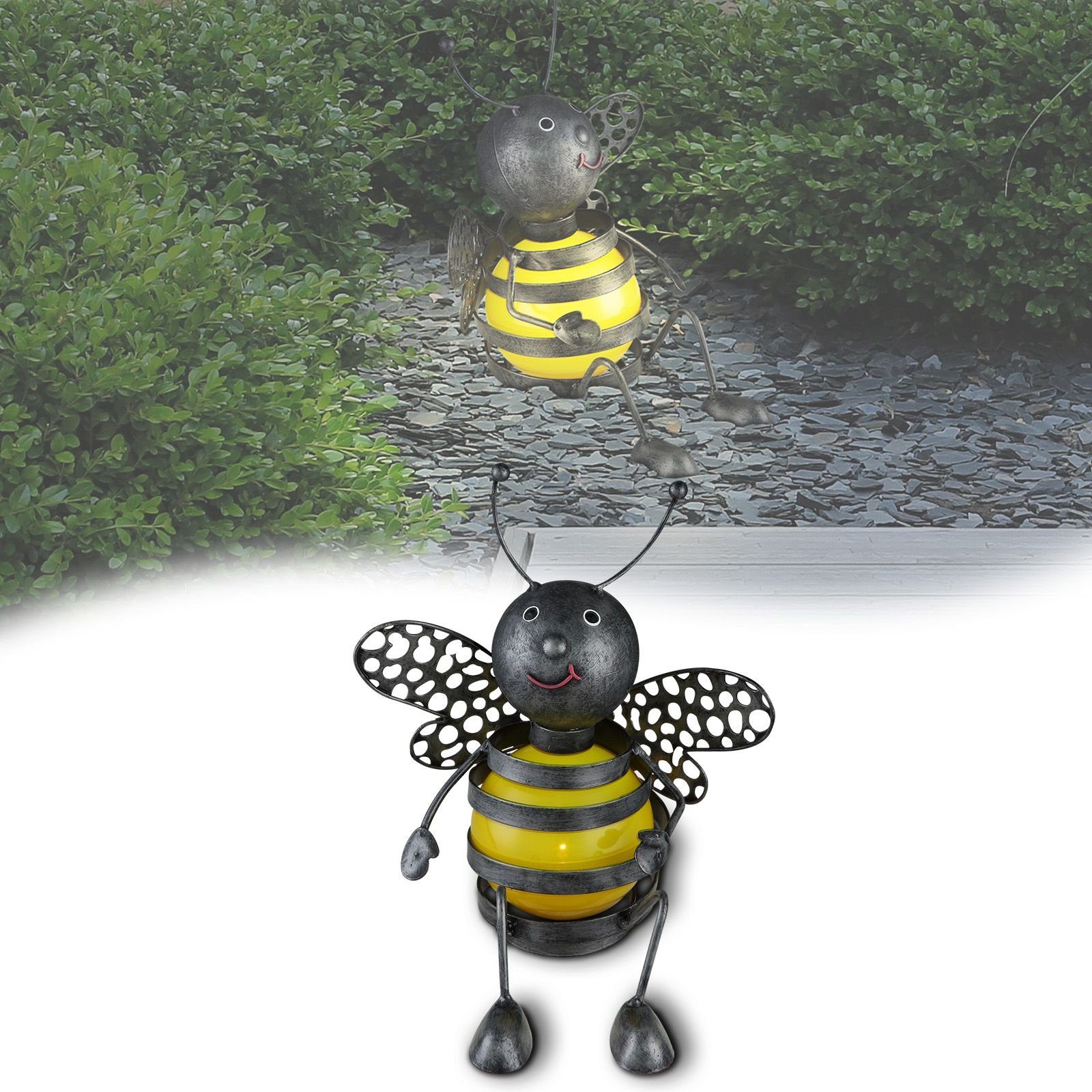 GLOBO LIGHTING LED Solarleuchte Solarlampe Garten Außen Solarleuchte Gartenleuchte Biene Solarstecker, Bienchen, LED fest integriert, Gartenleuchte Tier