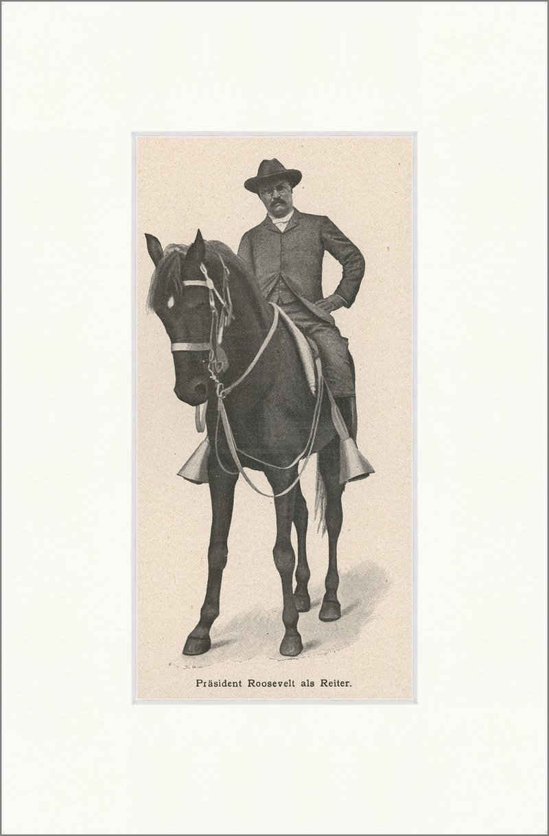 Kunstdruck Präsident Roosevelt als Reiter USA Amerika Pferd Politiker Hut F_Vinta, (1 St)