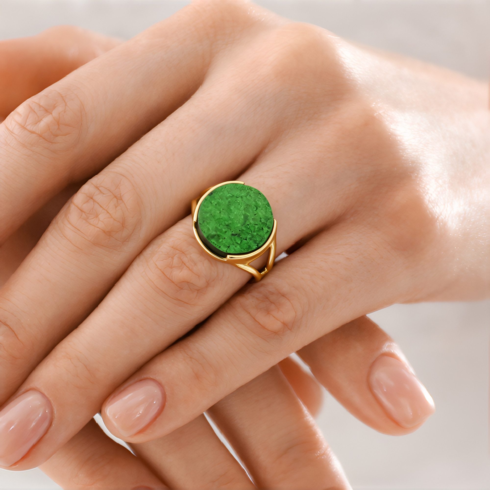 Cavill Solitärring Uwarowit Ring 13 ct, vergoldet 925er Silber, grün, Damen günstig online kaufen