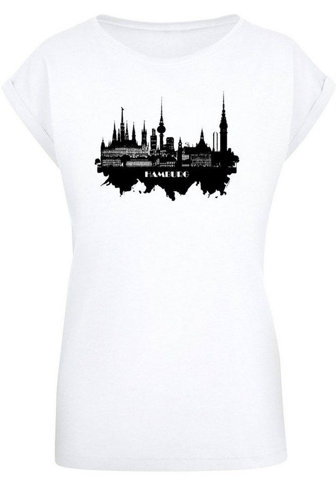 F4NT4STIC T-Shirt Cities Collection - Hamburg skyline Print, Das Model ist  170 cm groß und trägt Größe M