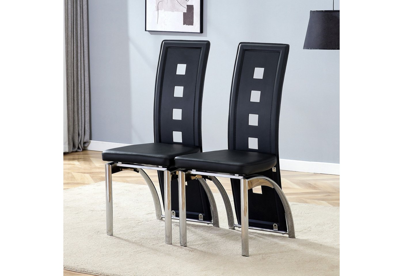 ANYSUN Esszimmerstuhl Esszimmerstühle, 2er-Set,gepolsterte Küchenstühle (Europäische Design-Esszimmerstühle mit Lochmuster, 2 St), Metallbeine, 102,5 cm hoch, für modernes Ess- oder Wohnzimmer.