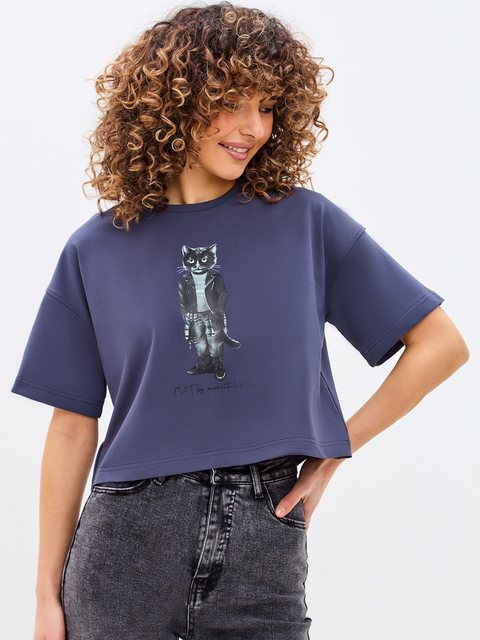 CAT by maniita lacitta Kurzarmshirt Oversize-Shirt mit Print ROCKER CAT (1- günstig online kaufen