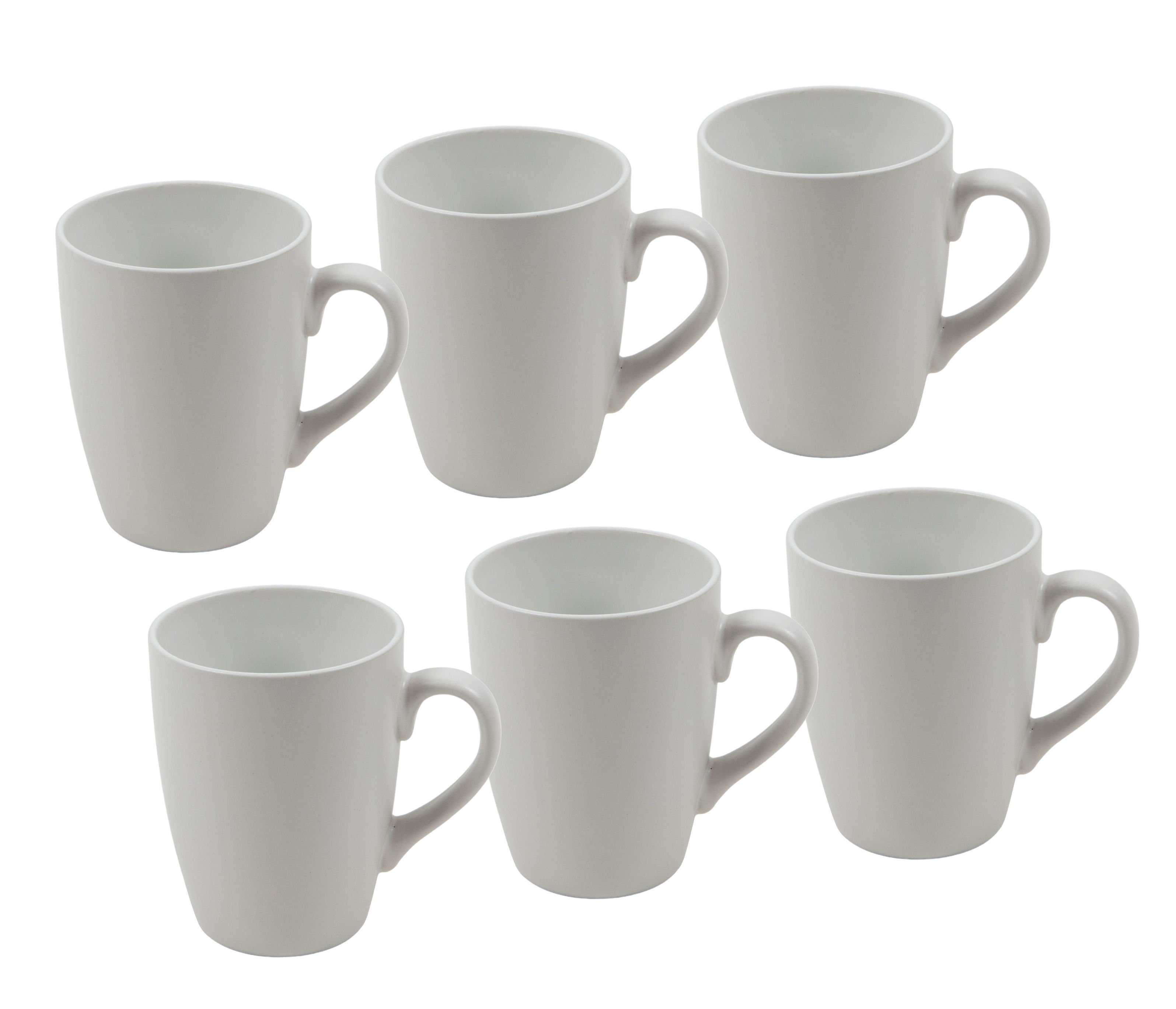 Spetebo Becher Kaffeebecher in weiß matt - 6er Set, Porzellan, Tassen für  ca. 340 ml