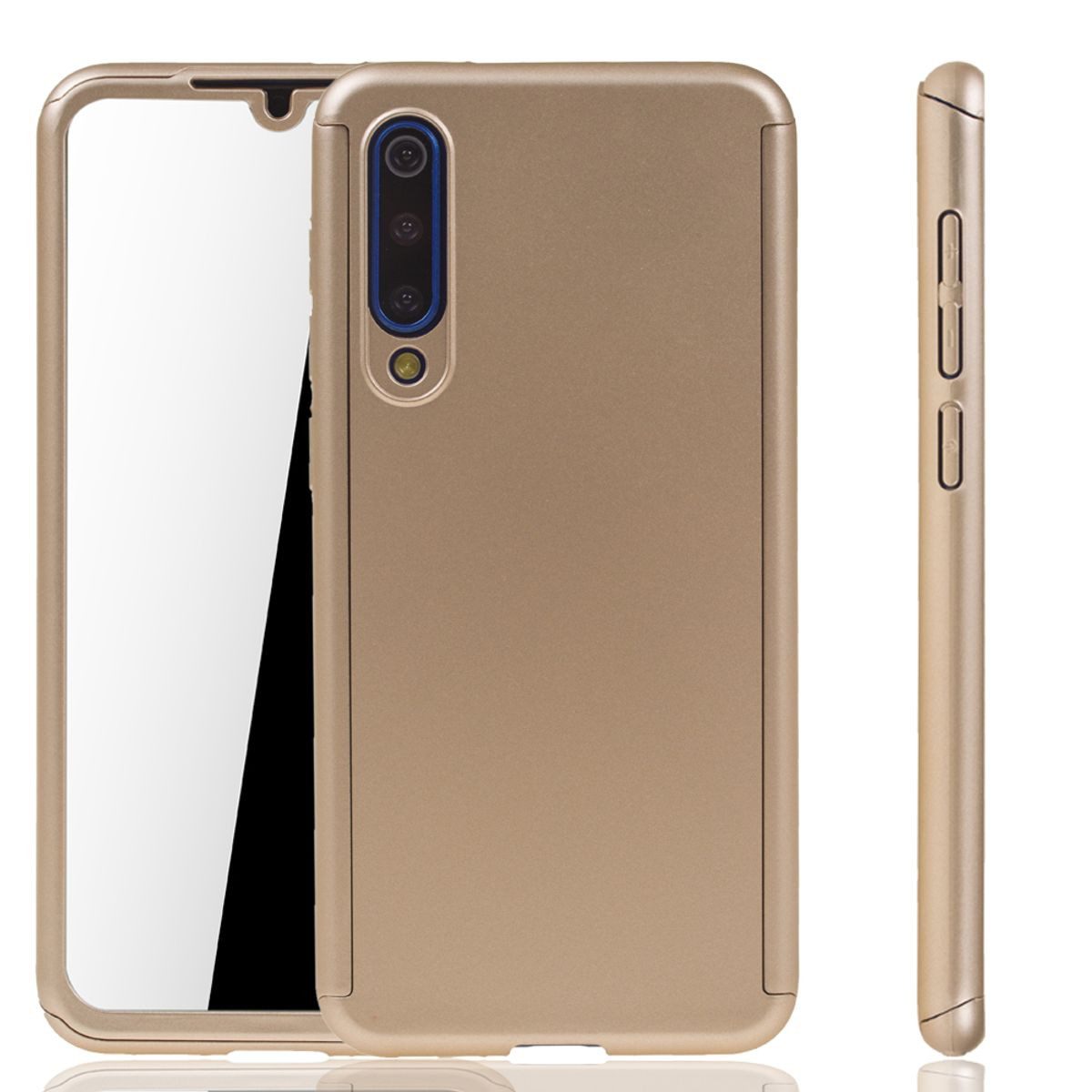 König Design Handyhülle Xiaomi Mi 9 SE, Xiaomi Mi 9 SE Handyhülle 360 Grad Schutz Full Cover Gold