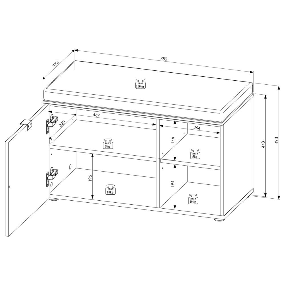 Lomadox Garderoben-Set BLISS-36, (Spar-Set, 3-St., Garderobenschrank Garderobenbank Garderobenpaneel), Garderobe modern weiß matt Eiche mit Garderobenschrank