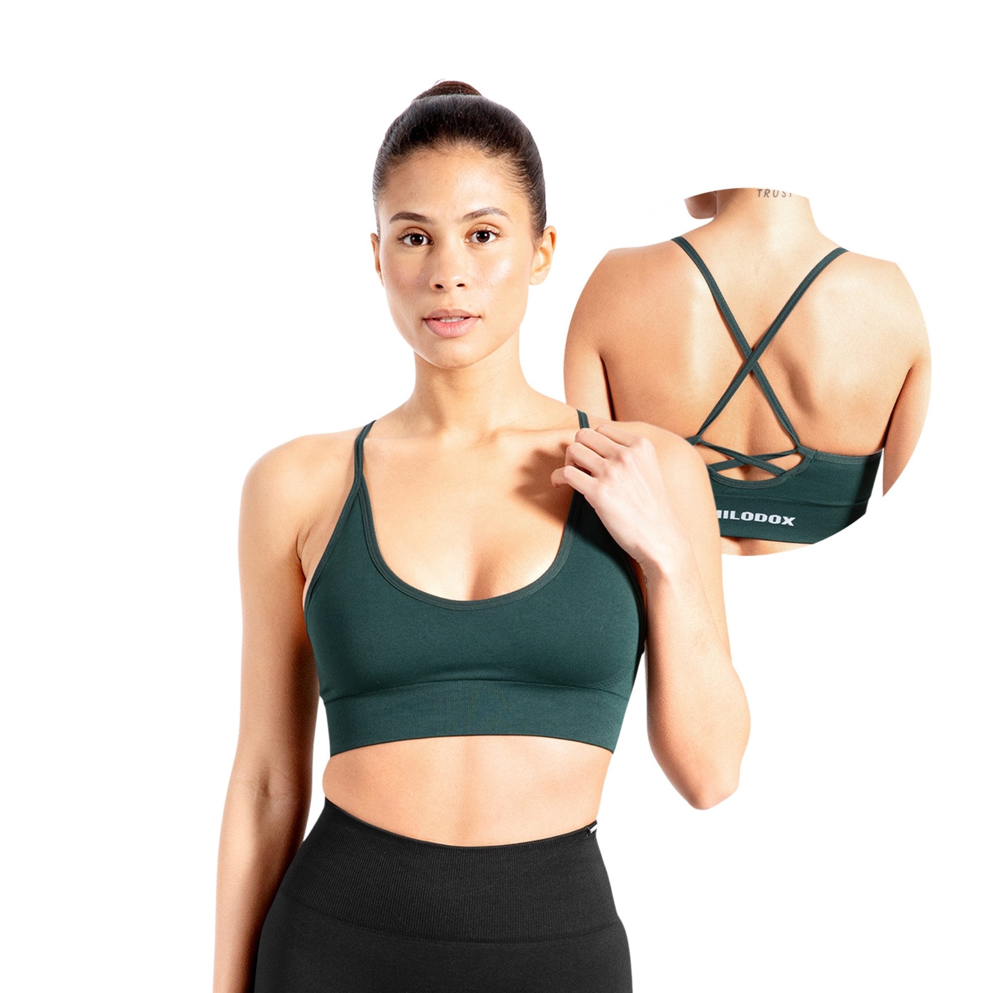 Smilodox Sport-BH Cetrina, Seamless Sport Bra eleganter Rückenausschnitt Fitness Push-Up BH V-Ausschnitt ohne Bügel Atmungsaktiv Bustier Yoga Alltag