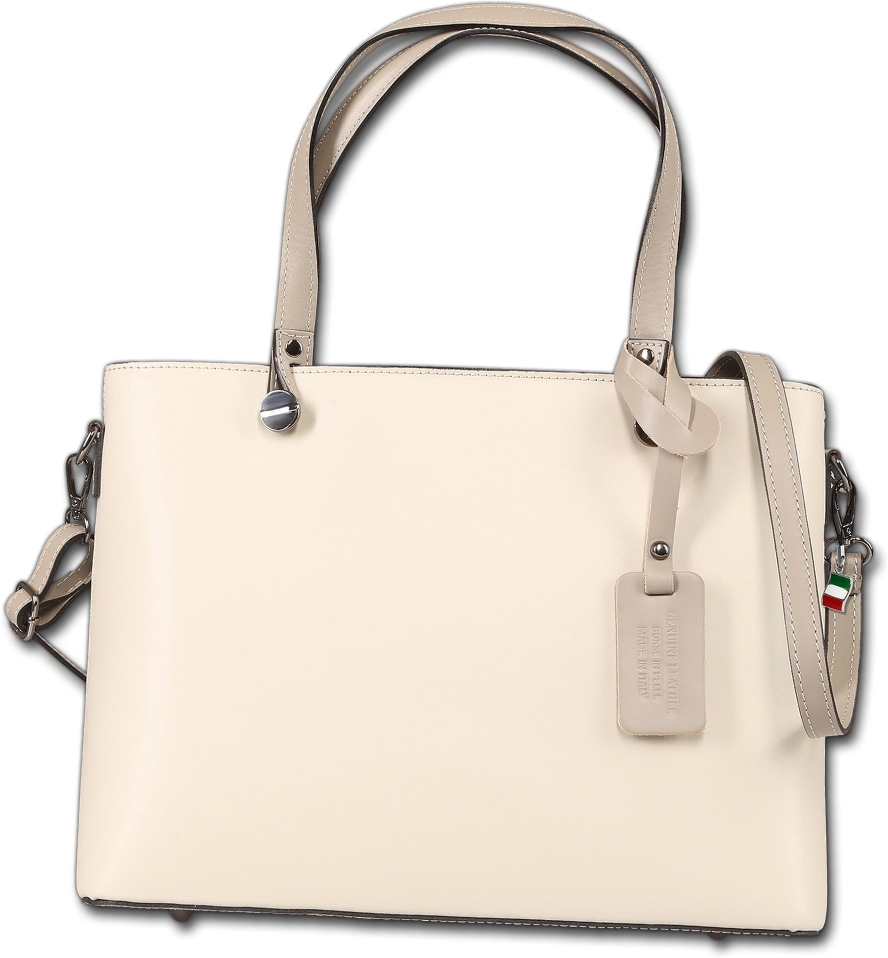 FLORENCE Schultertasche Florence Damen Schultertasche Tote Bag (Schultertasche, Schultertasche), Damen Tasche Echtes Leder beige, grau