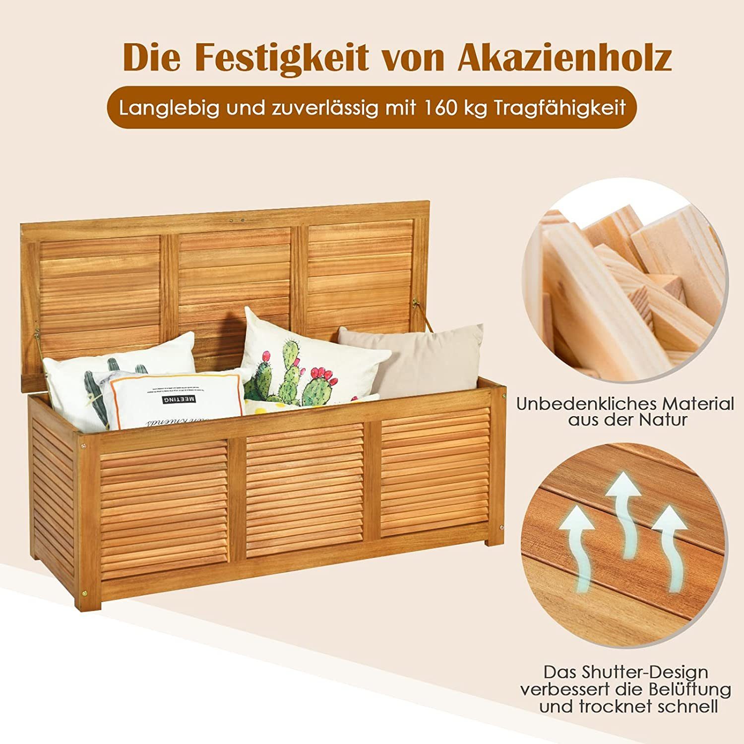 KOMFOTTEU Aufbewahrungsbox Aufbewahrungsbehälter mit Deckel, aus Massivholz
