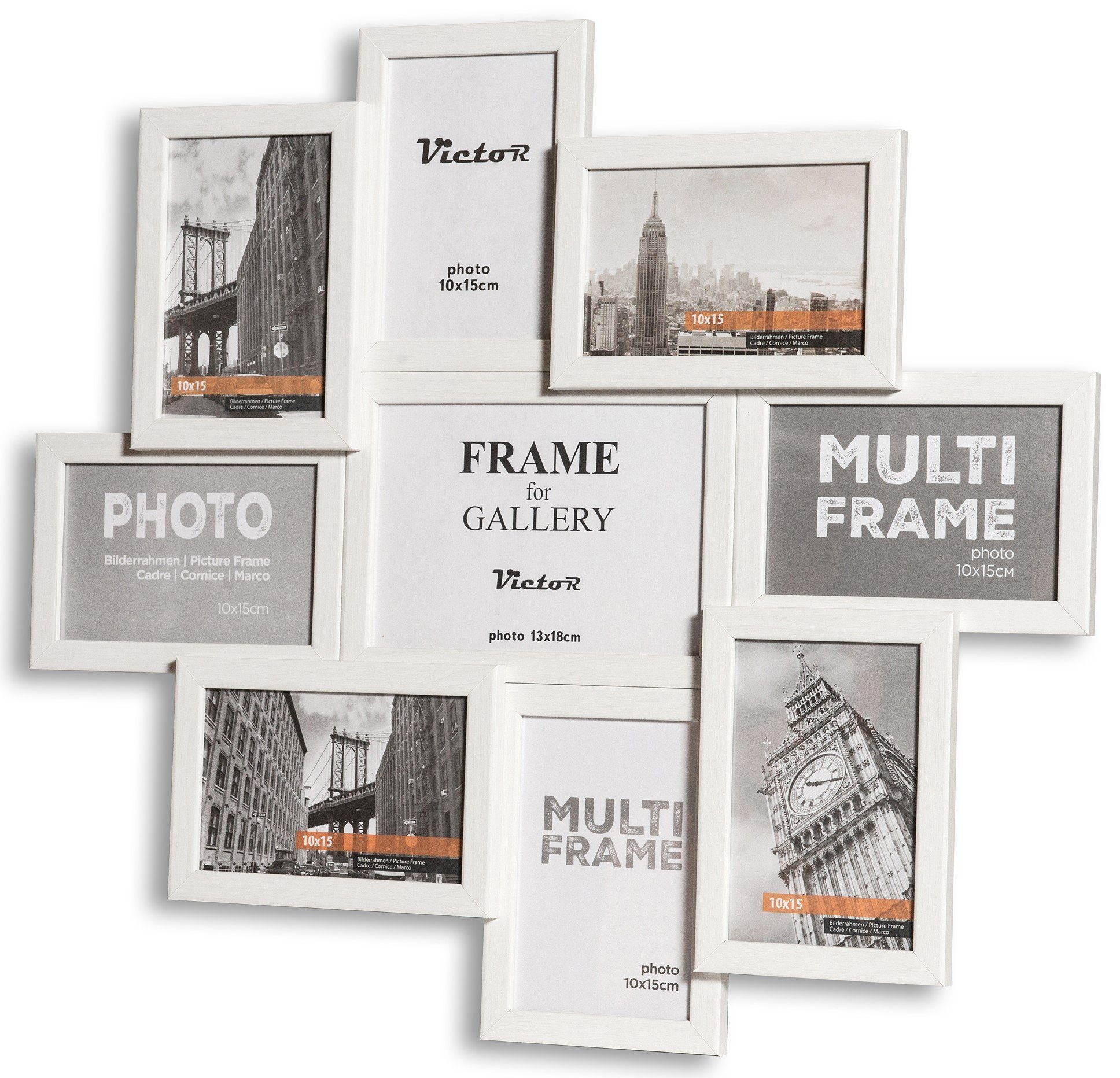 Victor (Zenith) Bilderrahmen Collage Galerierahmen, Fotocollage Weiß, Bilderrahmen Set, Fotogalerie Holz