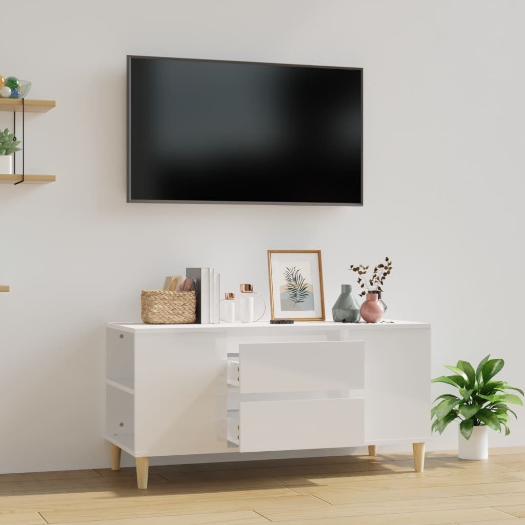 Hochglanz-Weiß furnicato TV-Schrank Holzwerkstoff cm 102x44,5x50