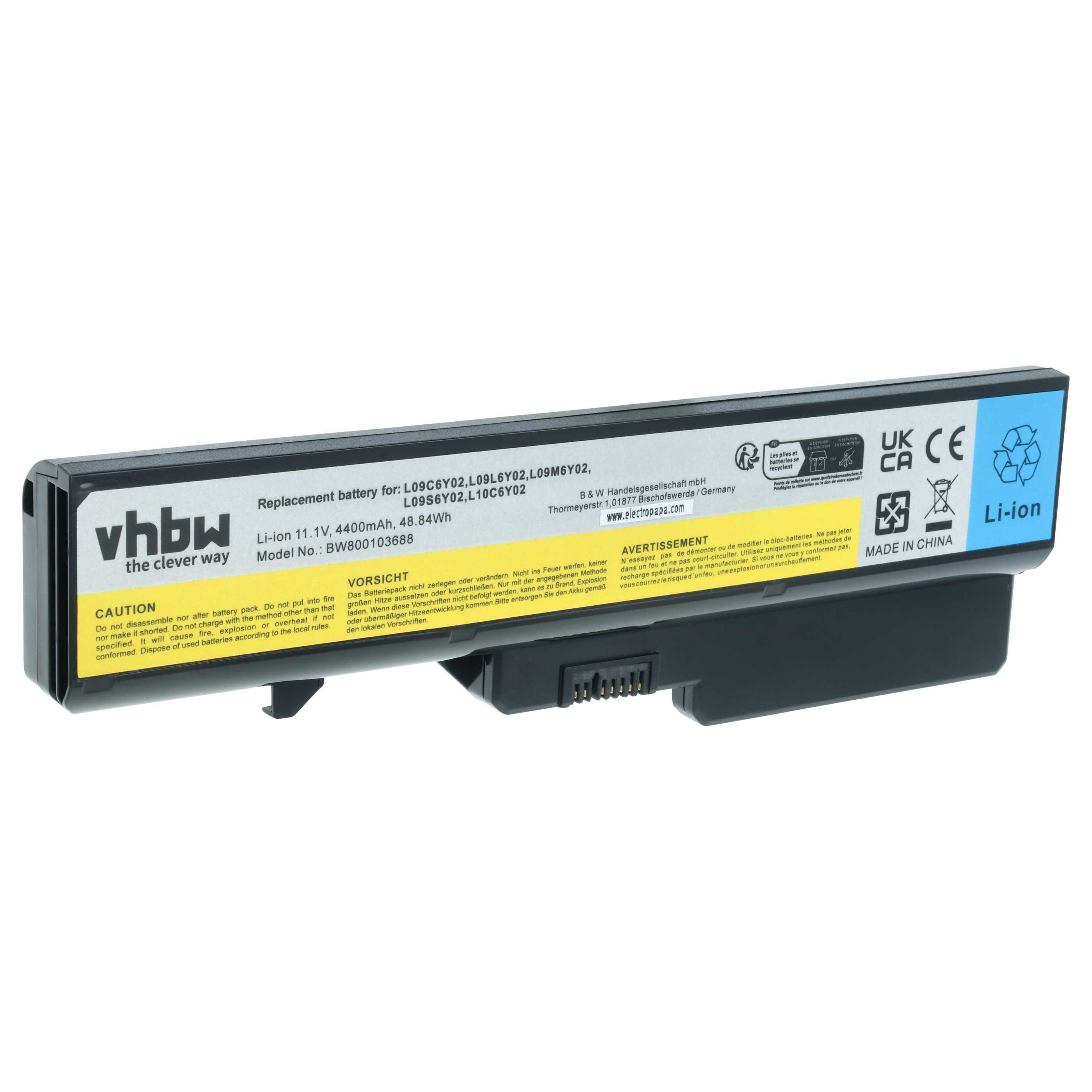 vhbw Akku Ersatz für IBM / Lenovo L09N6Y02, L10C6Y02, L09S6Y02, L10P6F21, Laptop-Akku Akku Li-Ion 4400 mAh (11,1 V, 1 St), Leistungsfähiger Austausch-Akku für Notebook, Wiederaufladbar, Jede
