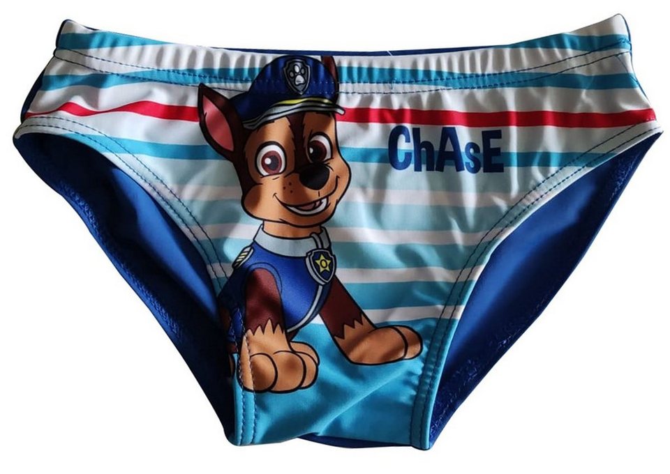 Sun City Badehose Paw Patrol Badehose, Badeslip, Schwimmhose mit Chase für  Kinder, Blau, Material: 82% Polyester, 18% Elasthan