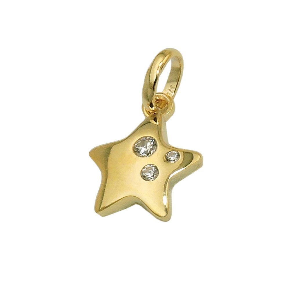 Gallay Kettenanhänger Anhänger 10x10mm Stern glänzend mit 3 Zirkonias 9Kt  GOLD, Goldschmuck für Damen