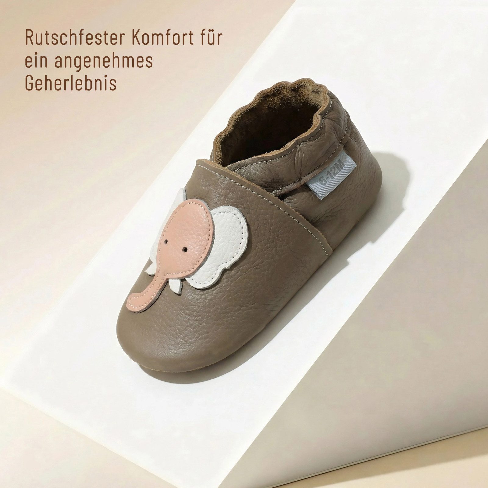 Basrakids Weiche Leder Krabbelschuh Hausschuhe Lederpuschen helle Lauflernschuh Handgenäht, weiche, leichte, flexible, rutschfest