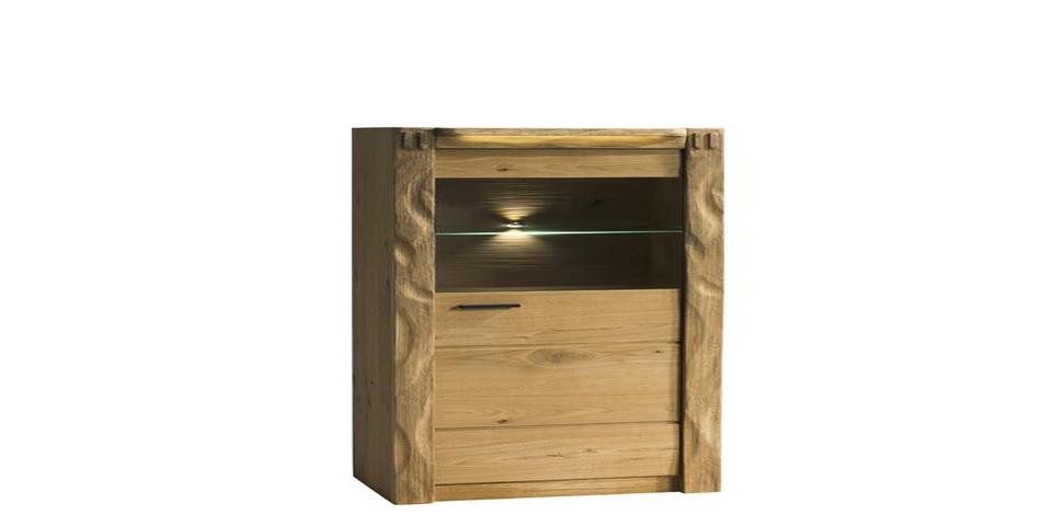 Xlmoebel Kommode Moderne Wohnwand mit Vitrine und praktischer Kommode in Holzoptik (3-teilig, 3tlg.Set(Vitrine+Kommode+Regal), Hergestellt in Europa
