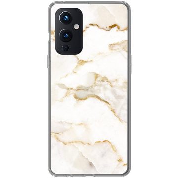 MuchoWow Handyhülle Marmor - Limette - Gold - Luxus - Marmoroptik - Weiß, Phone Case, Handyhülle OnePlus 9, Silikon, Schutzhülle