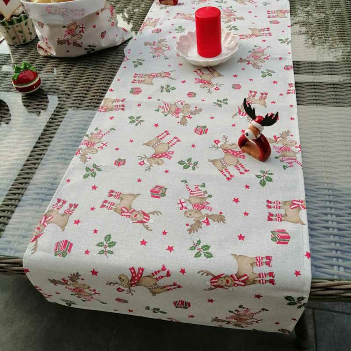 - Socken Mit mit Tischläufer dekoriert Xmas Liebe (beschichtet) Tischläufer Rudolf