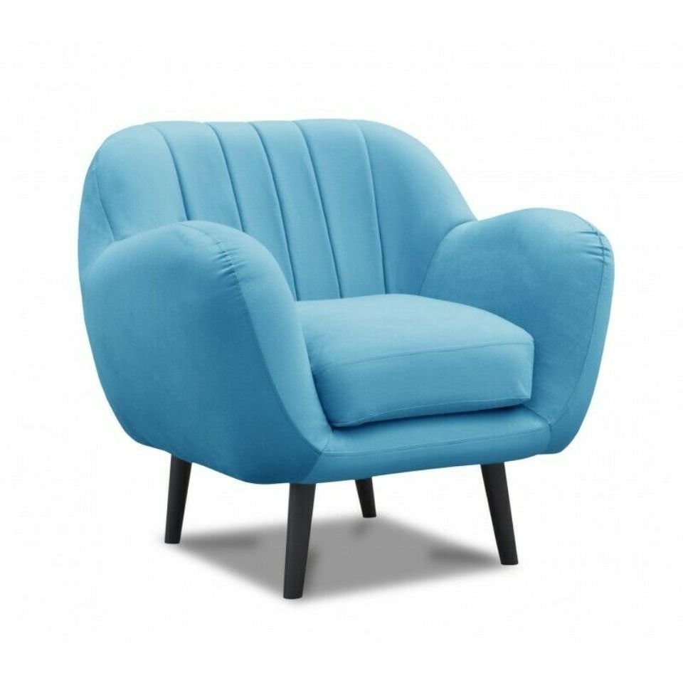 JVmoebel Sessel, Designer Sessel Sitzer Fernseh Sofa 1 Couch Klassische Polster Couchen Designer Blau