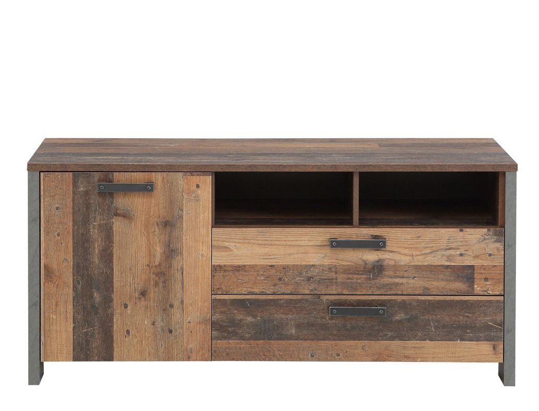 expendio Wohnzimmer-Set Cedric, (Spar-Set, 5-St), Old Couchtisch Tischplatte mit braun hochklappbarer mit Wood Vintage