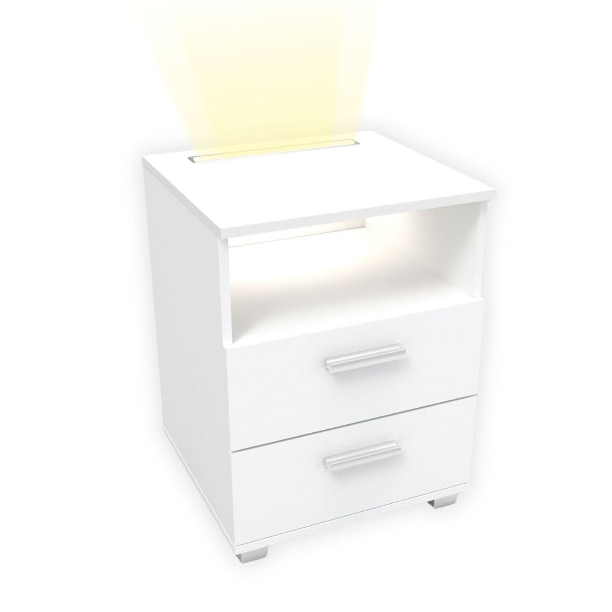 kalb Nachttisch Mila - Nachtkonsole Nachttisch mit integr. LED Licht, dimmbar