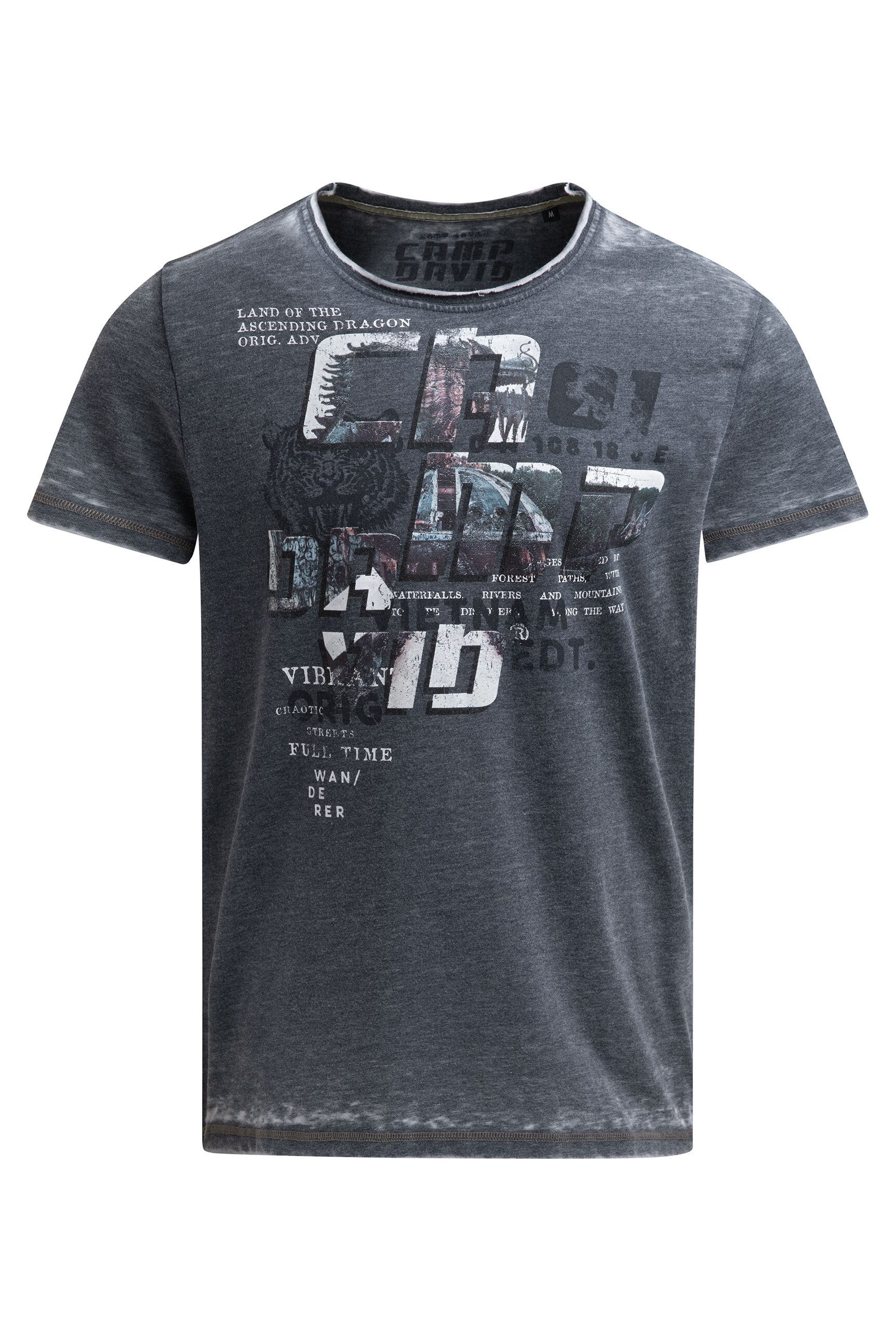 CAMP DAVID Rundhalsshirt mit Ausbrenner-Effekten