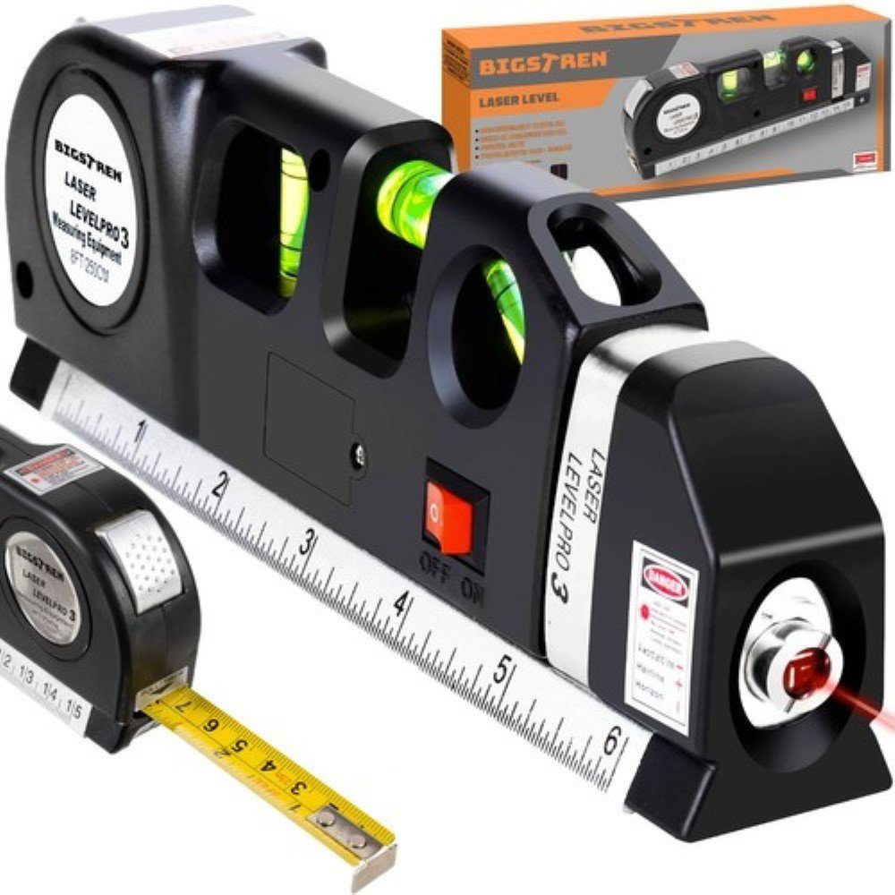 Wasserwaage Bigstren Präzisions-Laser-Wasserwaage mit 250 cm Maßband