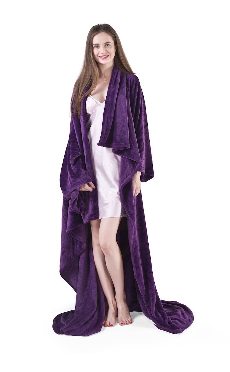 Blanket Ärmeldecke Tragbare - Kuscheldecke Ärmeln Tagesdecke und mit Lazy purple aufgenähten DecoKing, Taschen, TV