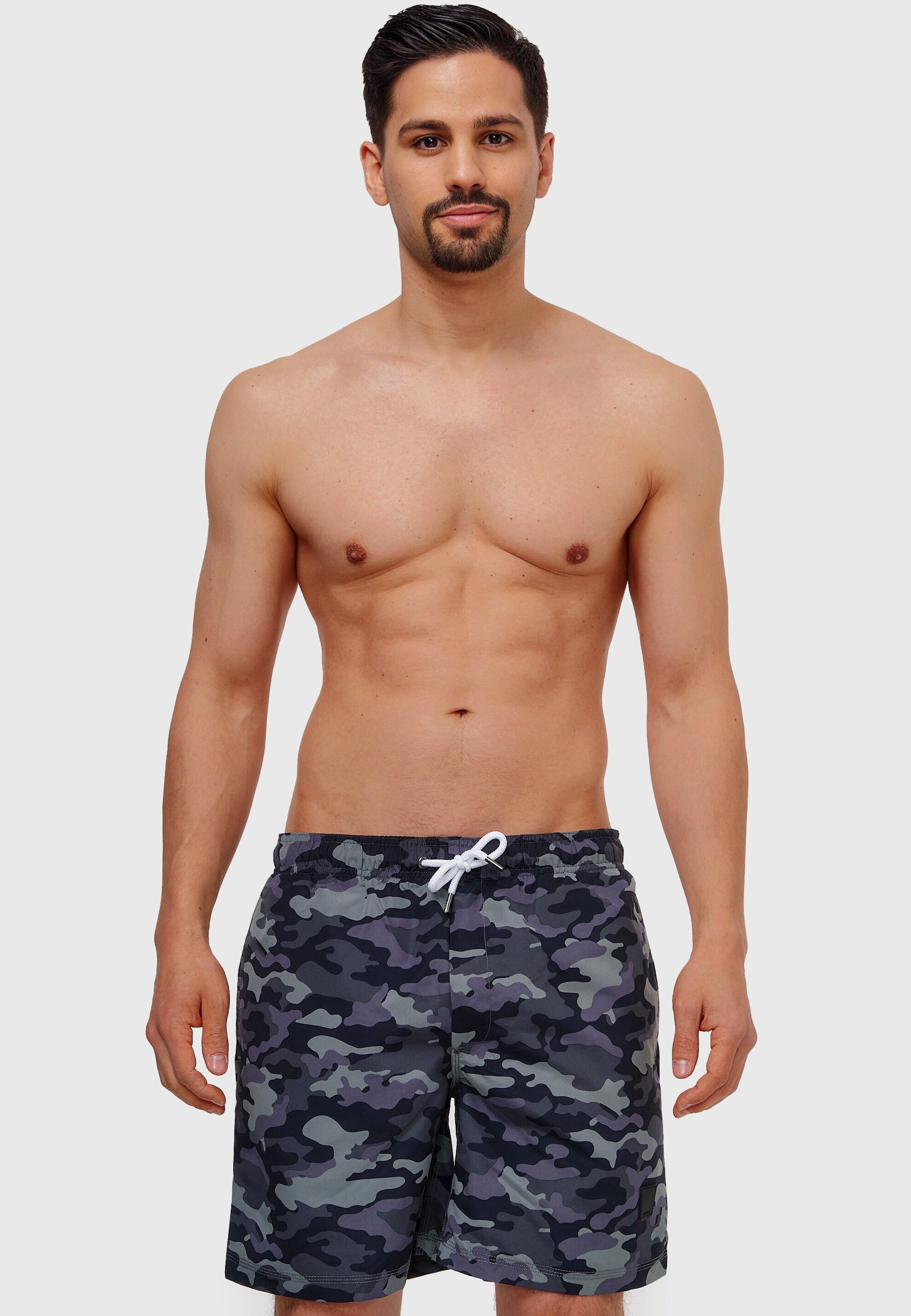Indicode Badeshorts Herren Ferguson Schwimmshorts Männer mit elastischem Bund und Kordelzug