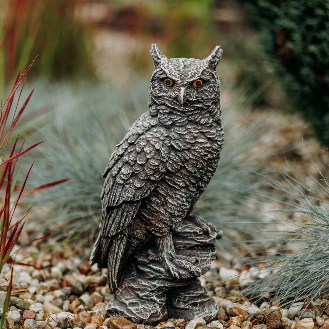 gartendekoparadies.de Gartenfigur Eule Uhu mit Gefieder, Steinfigur, H. 41 cm, 12 kg, Frostsicher