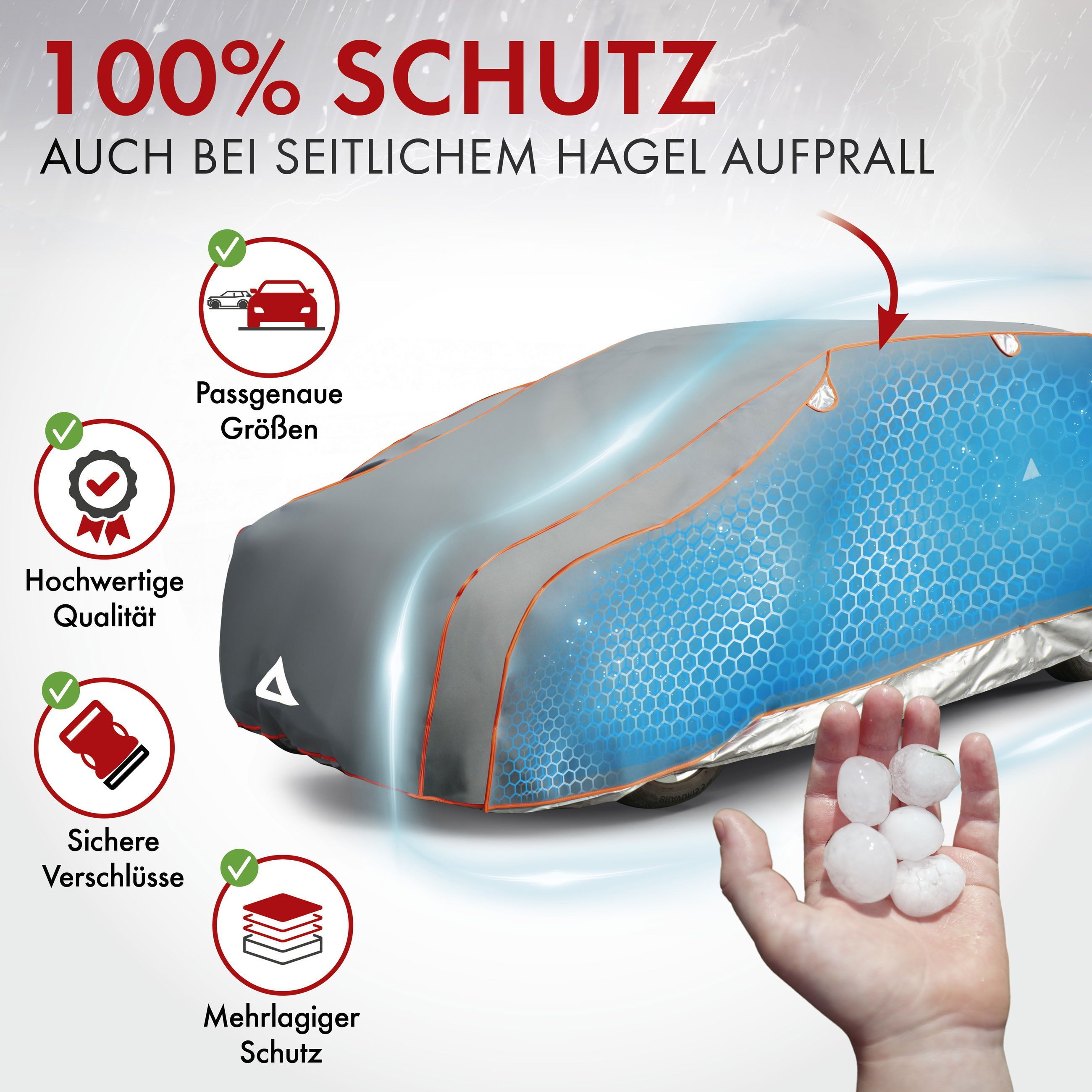 WALSER Autoplane Hagels. Perma Protect Complete (1-St., 1 Hagelschutzplane, 3 Spanngurte)
