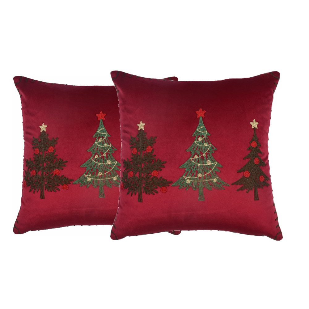 CLTYQ Kissenbezüge 2-teiliges Set Weihnachten Kissenbezüge mit Stickerei, 45×45 cm, Samt-Kissenbezug, weicher Kissenbezug