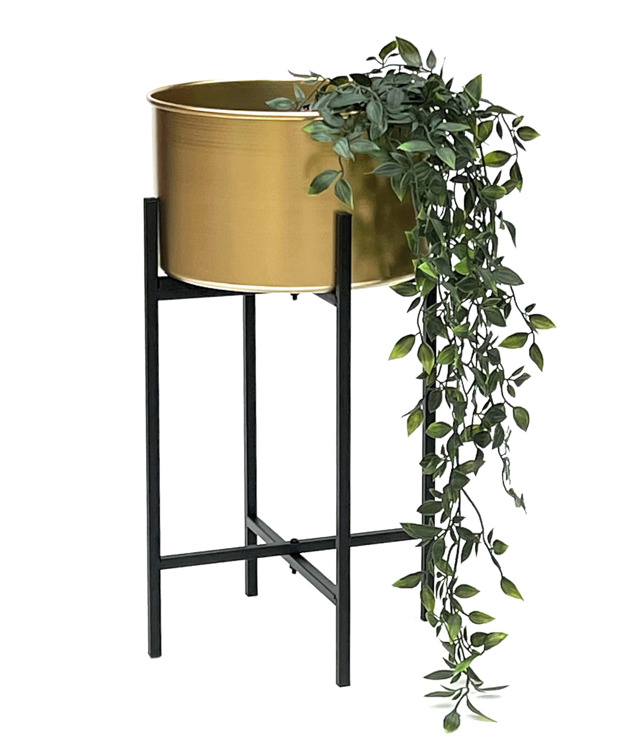 DanDiBo Blumenhocker mit Topf Gold Metall Schwarz 50 cm Blumenständer Moder günstig online kaufen
