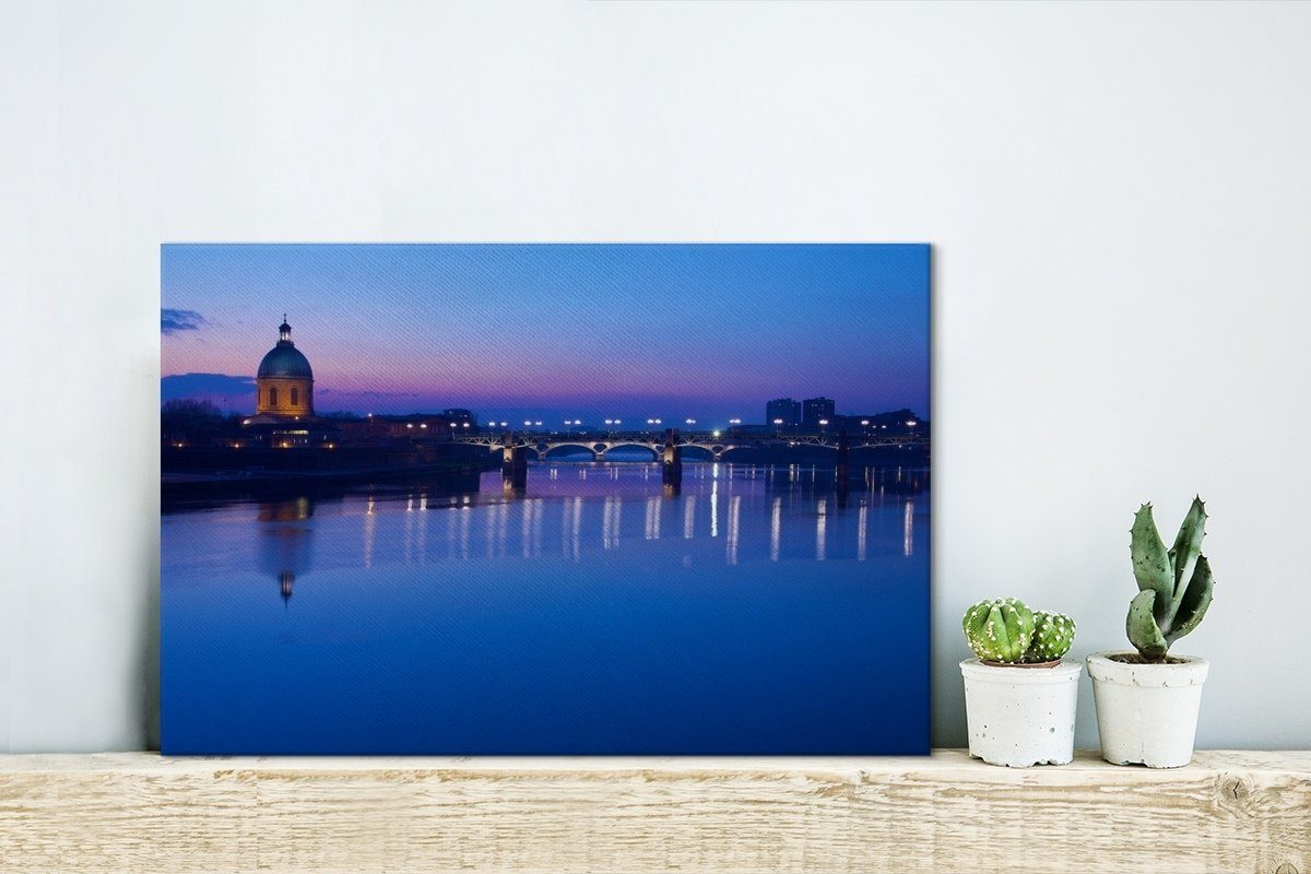 (1 Aufhängefertig, Frankreich Wanddeko, cm Toulouse Leinwandbild Blau, 30x20 OneMillionCanvasses® - Wandbild St), - Leinwandbilder,