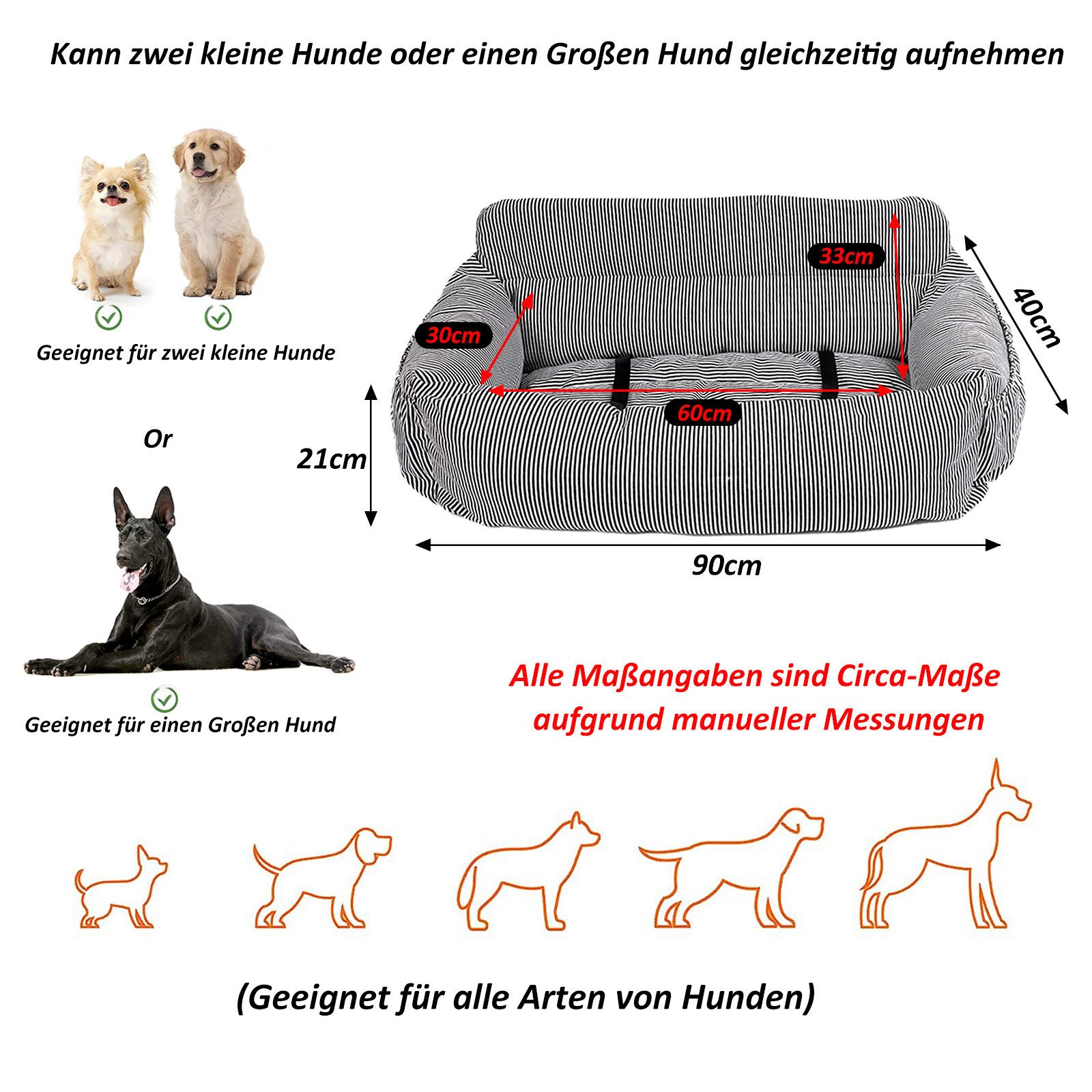 CALIYO Hunde-Autositz 2-in-1 Autositz und Bett für Hunde, Hundesitz, hochwertigem Oxford-Tuch und Polypropylen-Gewebe, geeignet für alle Arten von Autos, multif – Bild 3 von 5