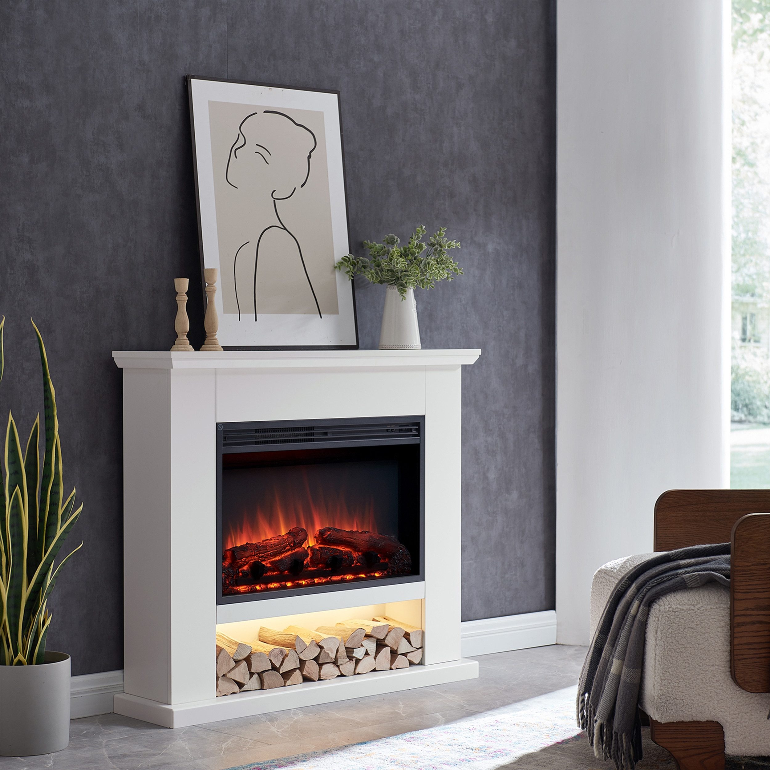Balderia Elektrokamin Elektrokamin BALDERIA Archie - Standkamin mit Heizung günstig online kaufen