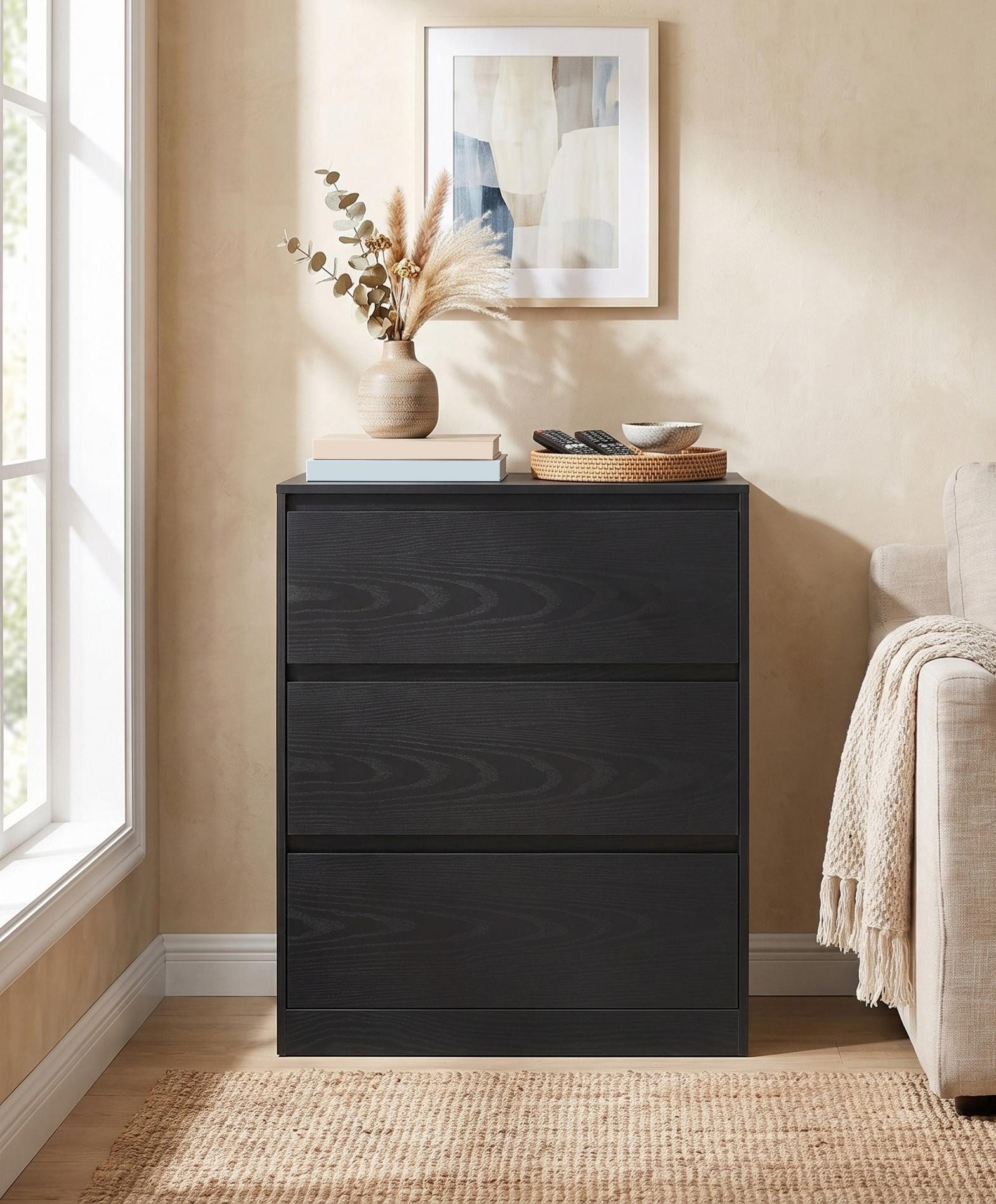 VASAGLE Kommode mit 3 / 4 / 5 Schubladen, Komodenschrank, Schubladenschrank, mit 3 Schubladen, Komodenschrank, Schubladenschrank