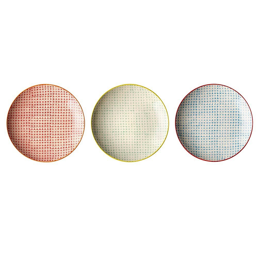 Bloomingville Frühstücksteller Bloomingville Carla Frühstücksteller Rot Steingut 3er Set