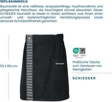 Schiesser Kilt Saunakilt Rom für Herren aus saugstarkem Baumwoll-Frottier, Kurzform, Frottier, Knöpfe, mit Streifen-Akzent und Logostickerei