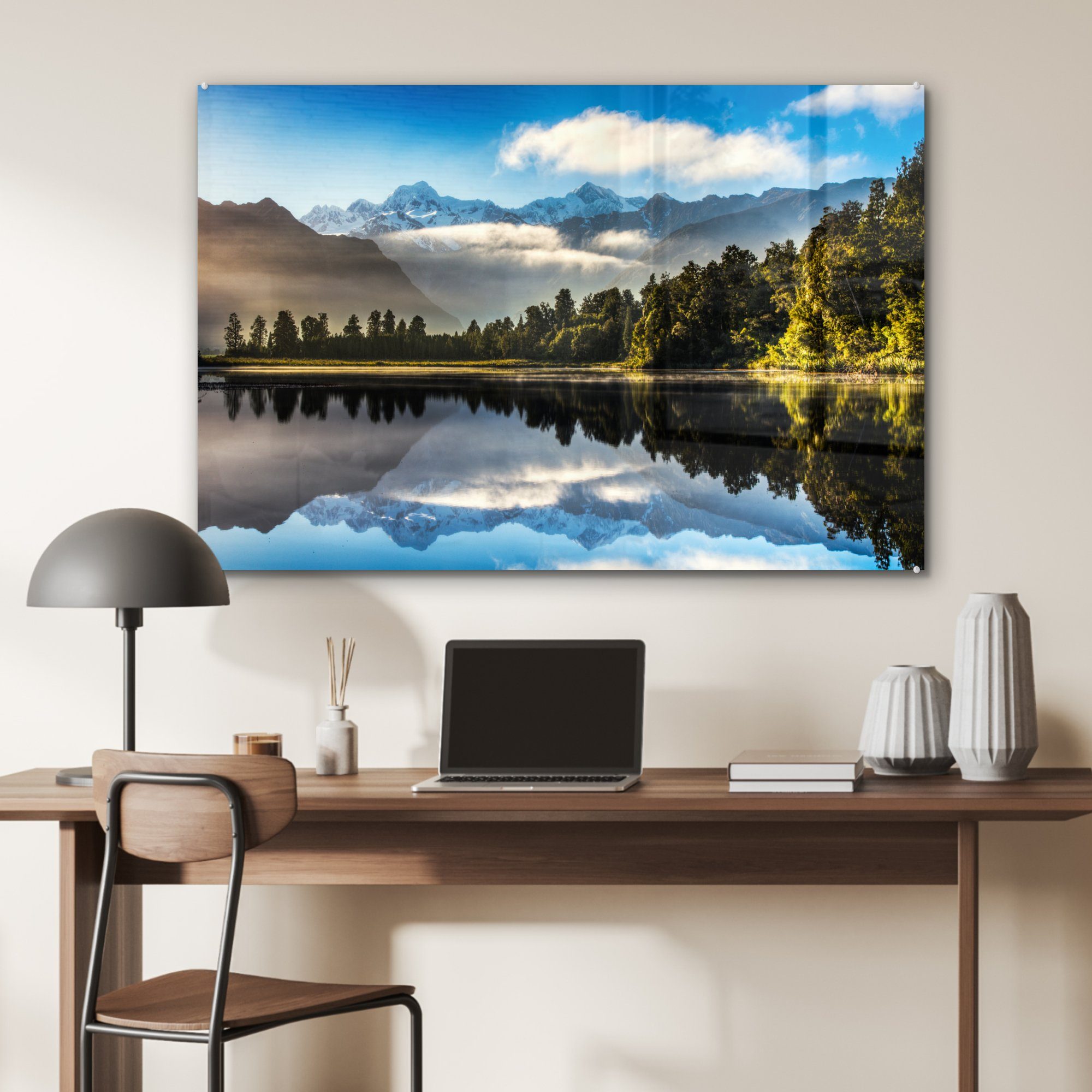 MuchoWow Acrylglasbild Matheson-See auf Neuseelands, Wohnzimmer Acrylglasbilder St), & der Südinsel Schlafzimmer (1