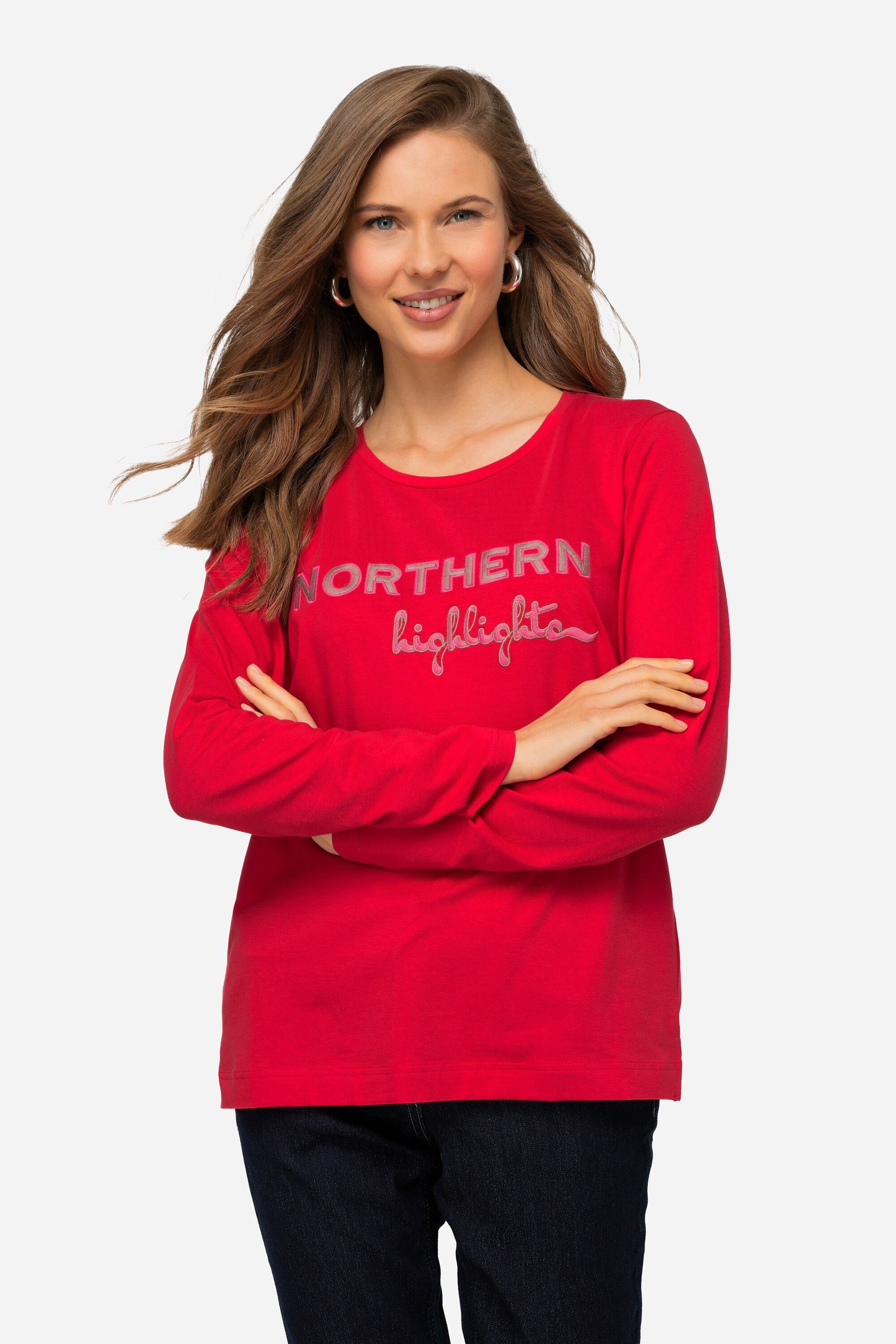 Laurasøn Statement Stickerei Rundhals Longsleeve Longsleeve Langarm