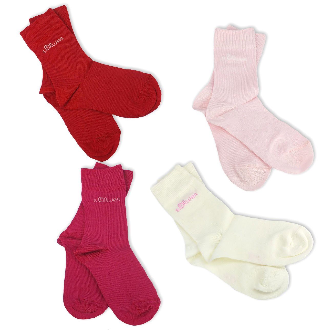 4-Paar, Kindersocken mit Paar) pink s.Oliver & Socken, Baumwolle, Langsocken (Packung, S20205 Jungen Mädchen 4 13 Kinder